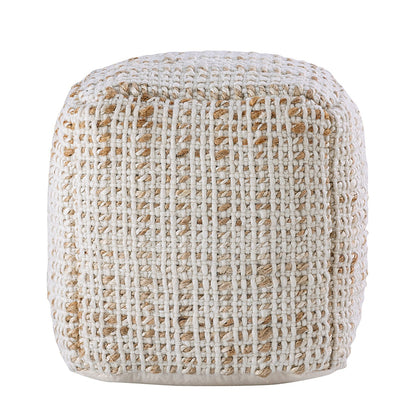 Sitzpouf vierkant Zithocker Jute 45x45x45cm Decoratieve kruk natuurlijke Jute kruk Vloerkussen Voetenbank
