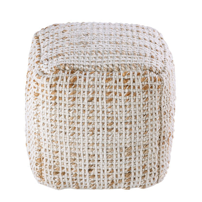 Sitzpouf vierkant Zithocker Jute 45x45x45cm Decoratieve kruk natuurlijke Jute kruk Vloerkussen Voetenbank
