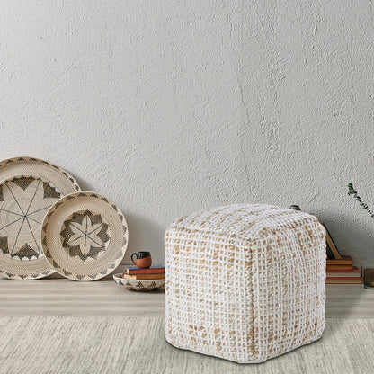 Sitzpouf vierkant Zithocker Jute 45x45x45cm Decoratieve kruk natuurlijke Jute kruk Vloerkussen Voetenbank