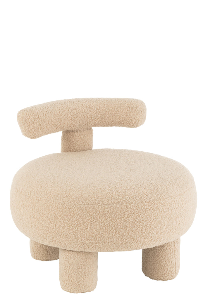 Kruk rond met stoelleuning Boucl - Warm Beige