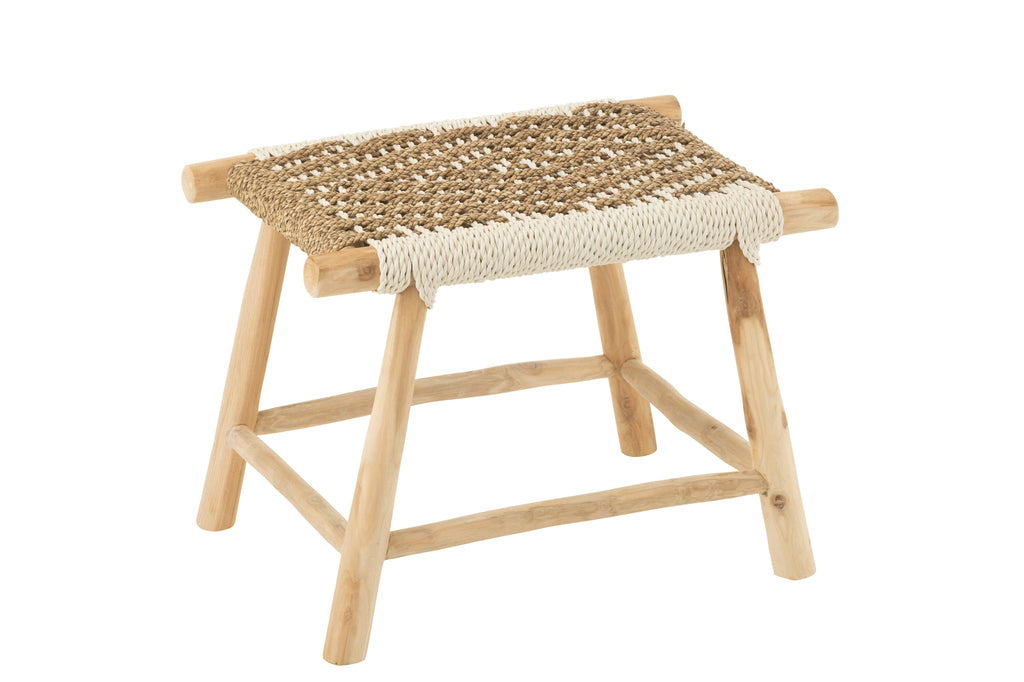 Stool Waverly Teak Wood/Seagrass Natural/White