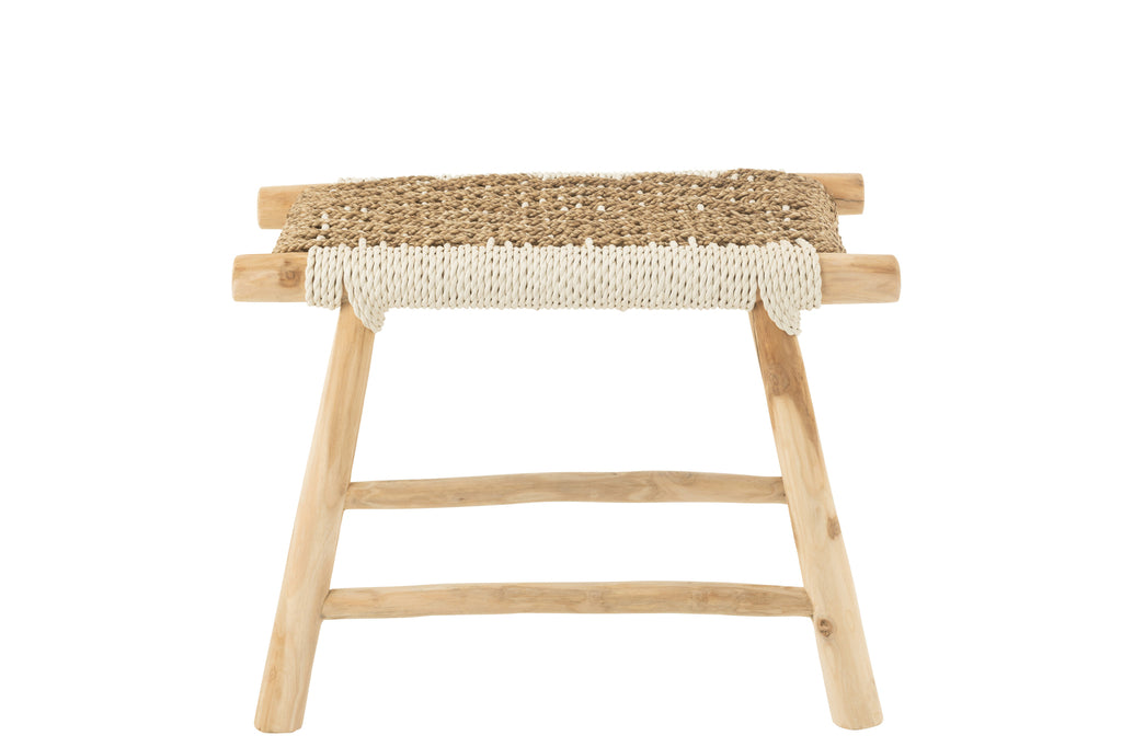 Stool Waverly Teak Wood/Seagrass Natural/White