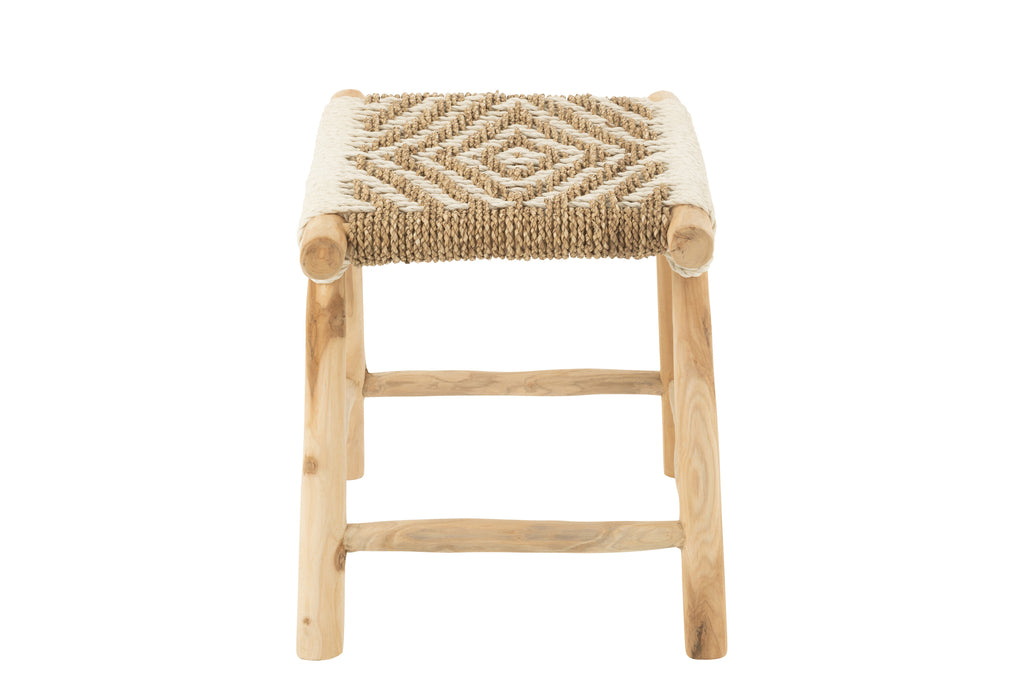 Stool Waverly Teak Wood/Seagrass Natural/White