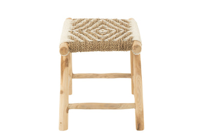 Stool Waverly Teak Wood/Seagrass Natural/White