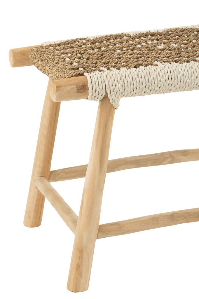 Stool Waverly Teak Wood/Seagrass Natural/White