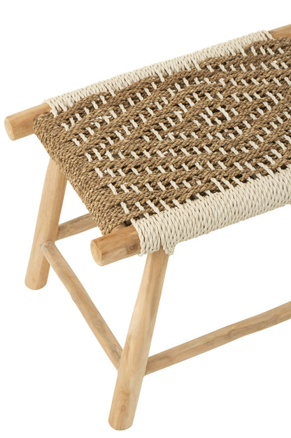 Stool Waverly Teak Wood/Seagrass Natural/White