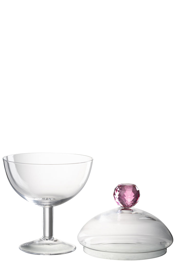 Opslagpot Diamant Kristalglas Transparant/Roze Groot