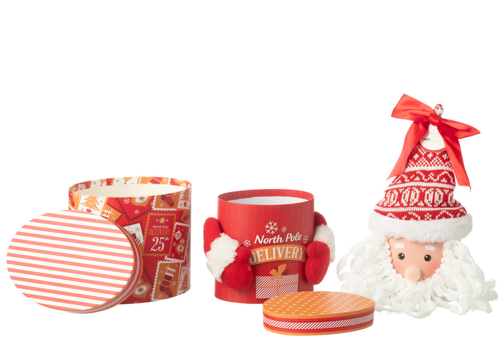 Opslagpot in cadeaudoos papier rood