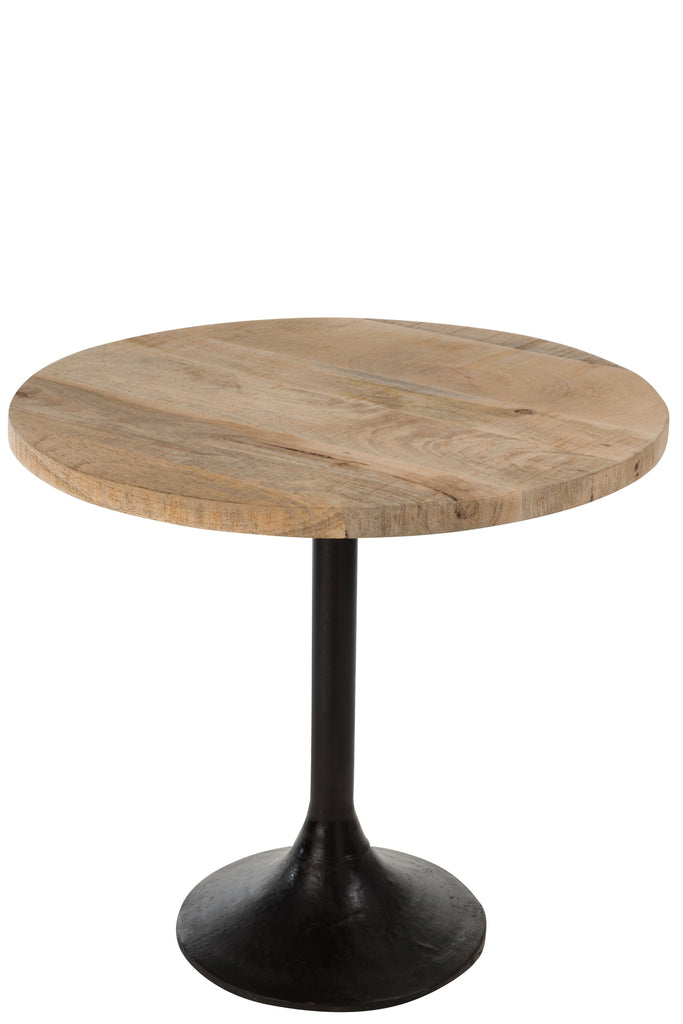 Tafel Bar Rond Hout/Metaal Natuurlijk/Zwart