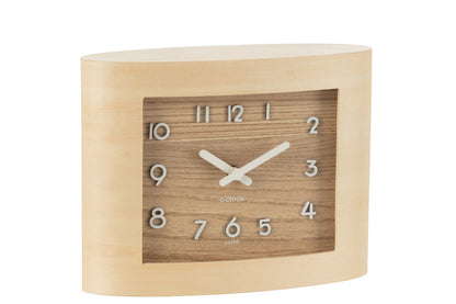 Table Clock Rectangle Plywood/Mdf Natural