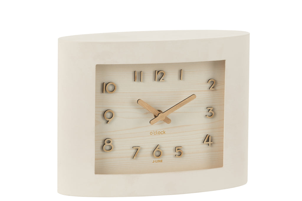 Table Clock Rectangle Plywood/Mdf White