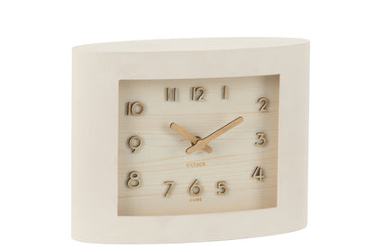 Table Clock Rectangle Plywood/Mdf White