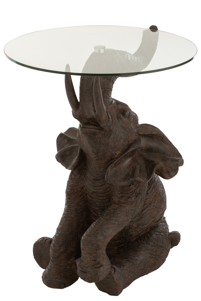 Tafel Olifant Poly/Glas Donkerbruin