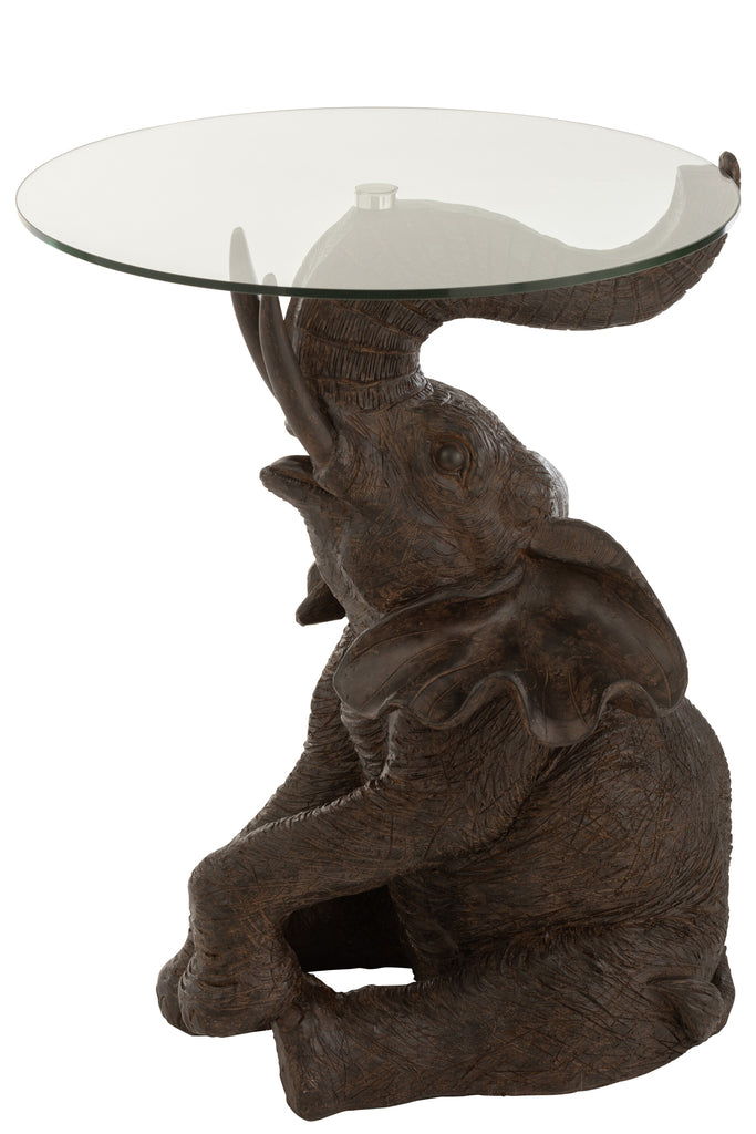 Tafel Olifant Poly/Glas Donkerbruin