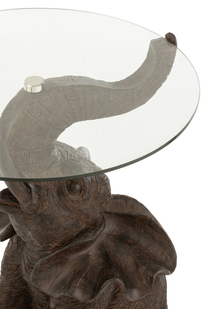 Tafel Olifant Poly/Glas Donkerbruin