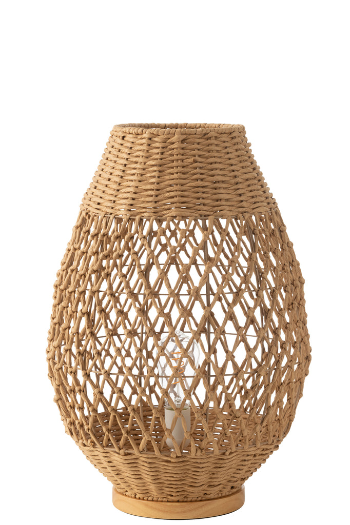 Tafellamp Gevlochten Metaal Donker Natuurlijk Groot