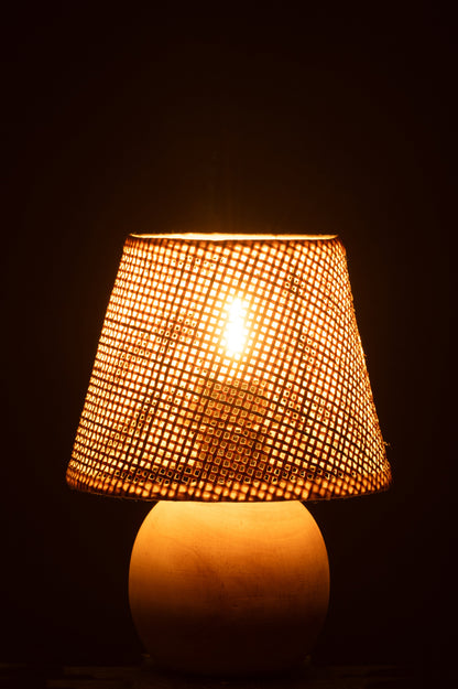 Tafellamp LED gevlochten hout/metaal natuurlijk