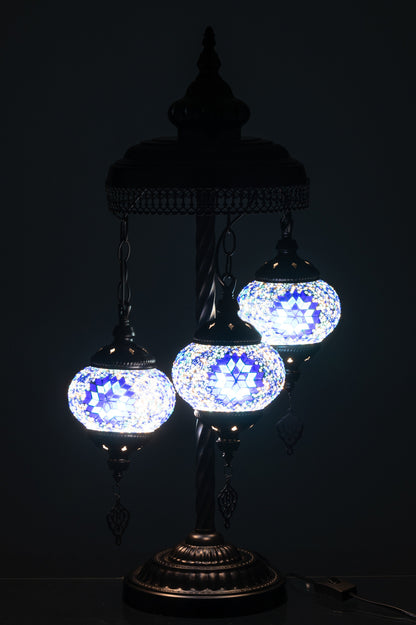 Tafellamp Mozaïek 3 Lampen Glas/Metaal Blauw