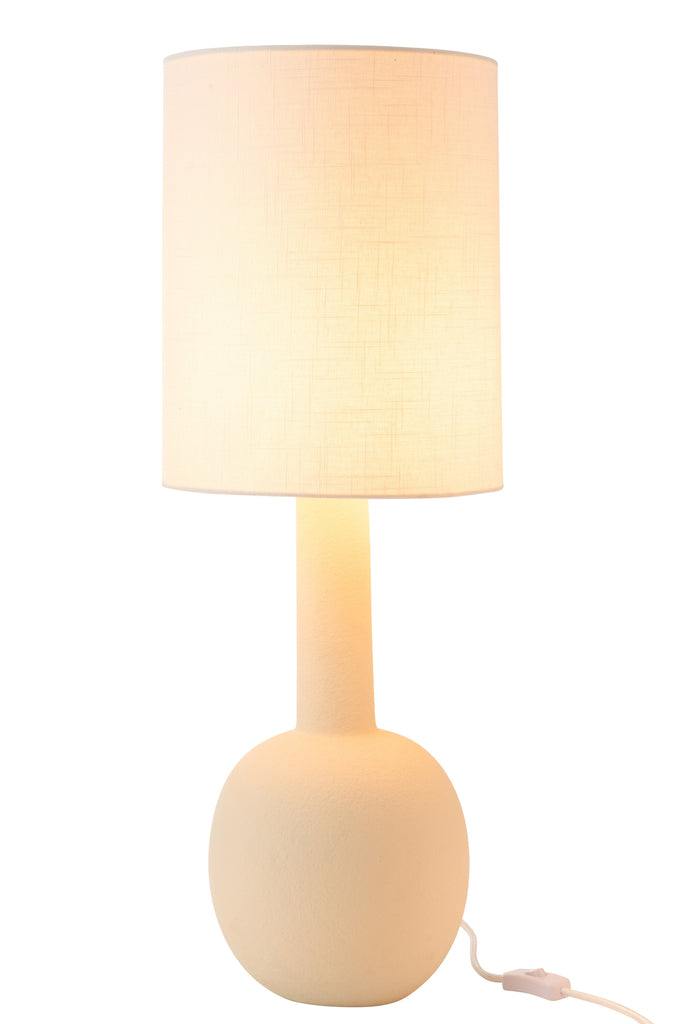 Tafellamp met kap van steengoed beige/wit