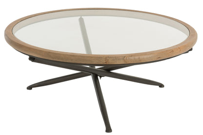 Tafel Rond Hout/Glas Bruin L