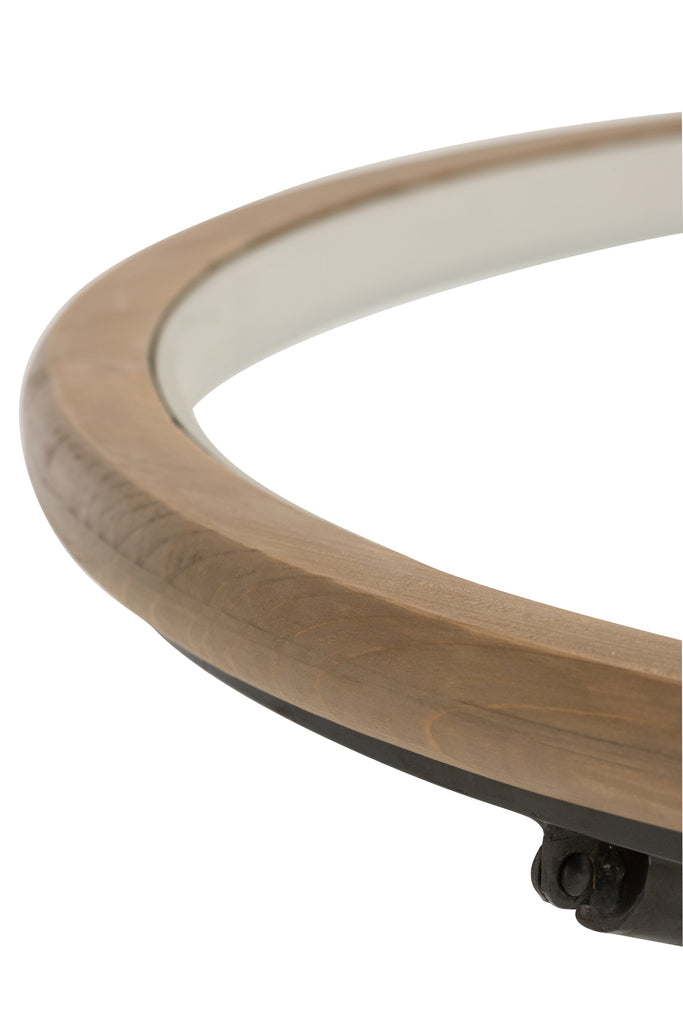 Tafel Rond Hout/Glas Bruin L