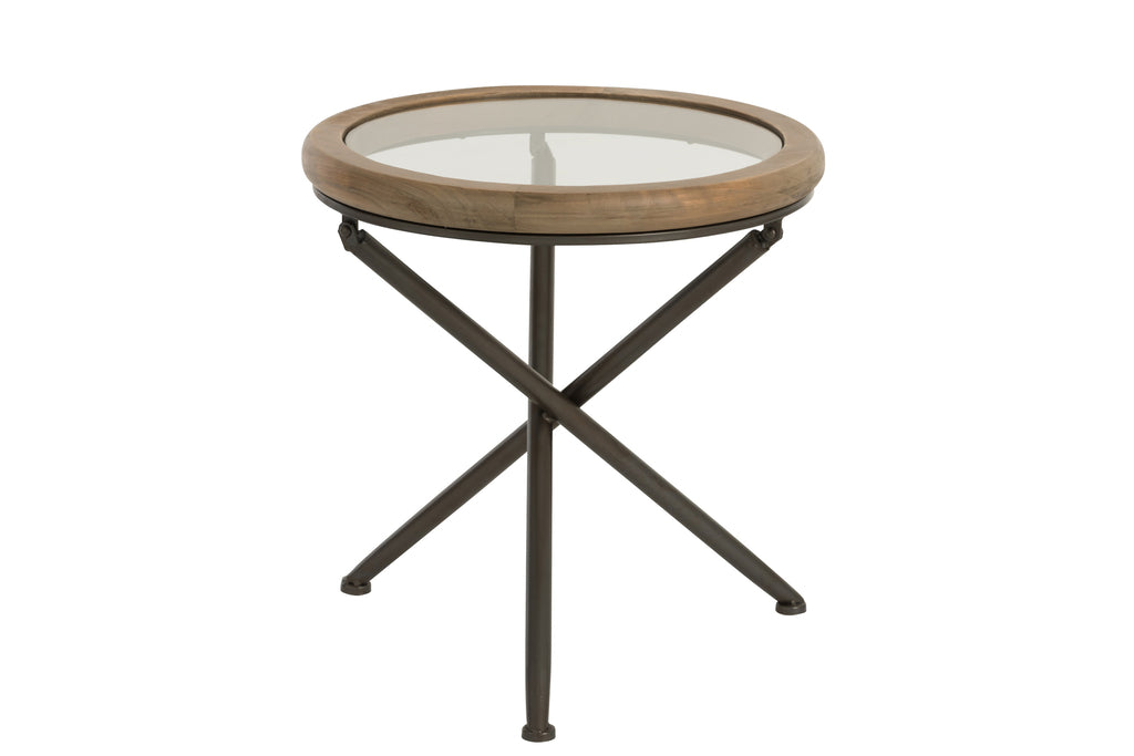 Tafel Rond Hout/Glas Bruin S