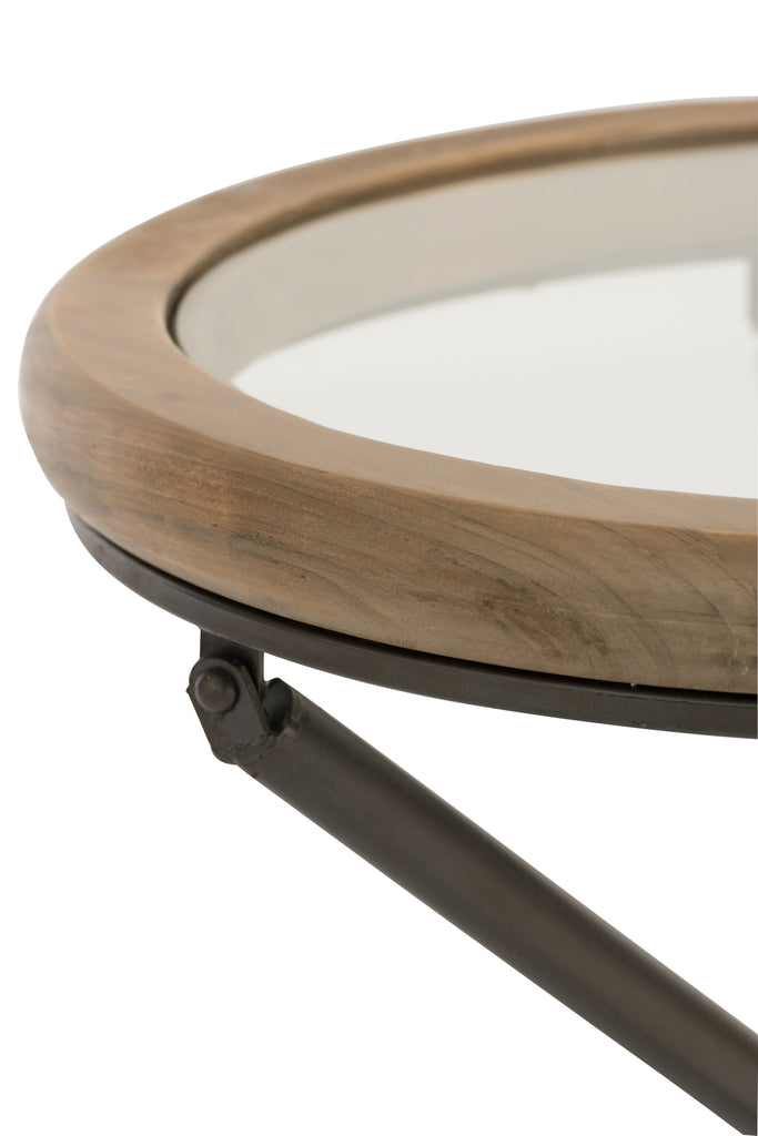 Tafel Rond Hout/Glas Bruin S