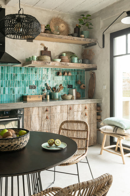 Tafel Rond Hout Metaal Natuurlijk Zwart