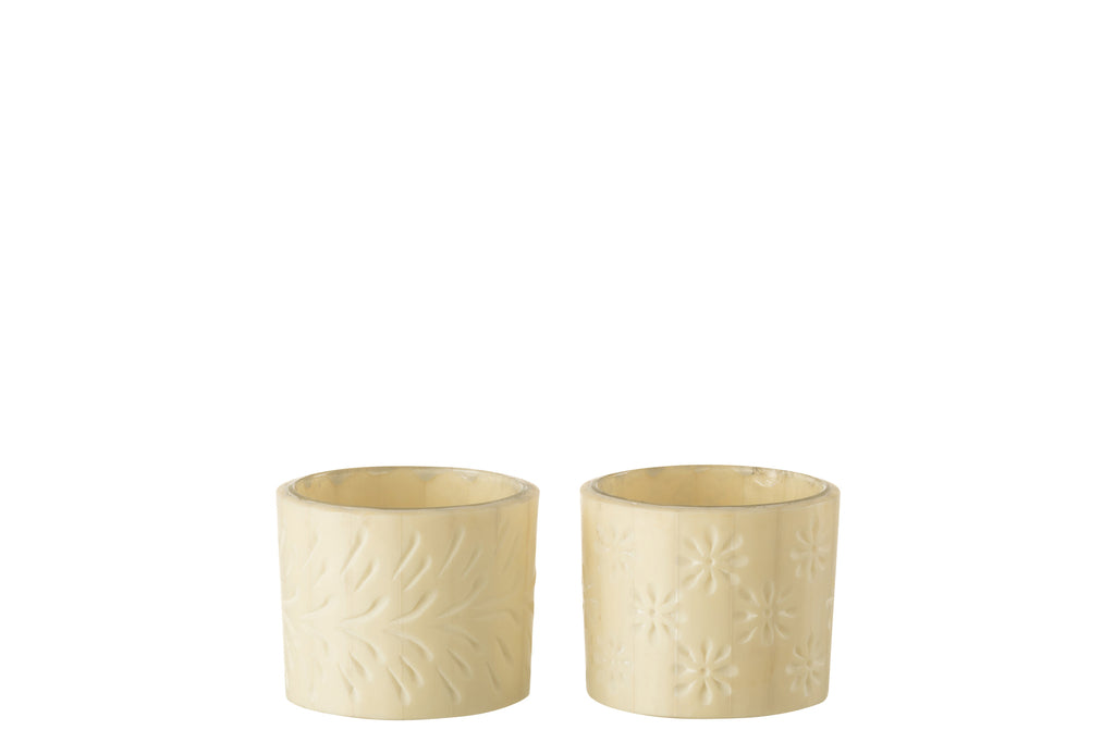 Theelichthouder Elise Glas CrÃ¨me Klein Assortiment Van 2