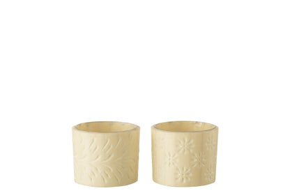 Theelichthouder Elise Glas CrÃ¨me Klein Assortiment Van 2