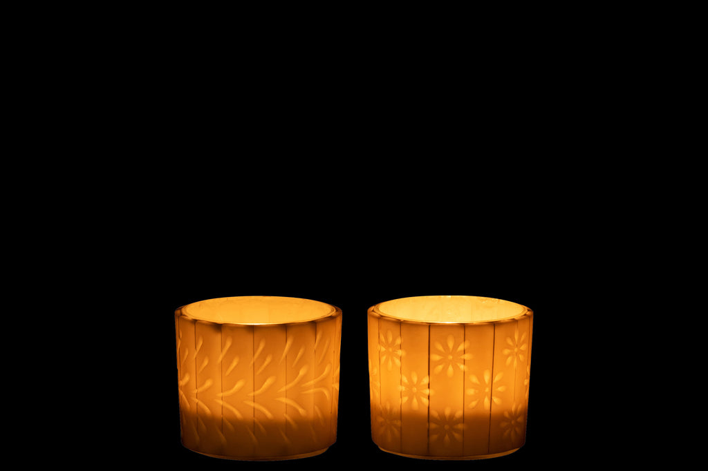 Theelichthouder Elise Glas CrÃ¨me Klein Assortiment Van 2