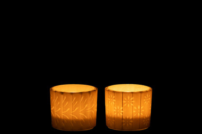 Theelichthouder Elise Glas CrÃ¨me Klein Assortiment Van 2