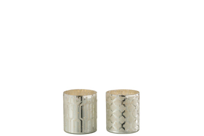 Theelichthouder Glas Zilver Extra Klein Assortiment Van 2