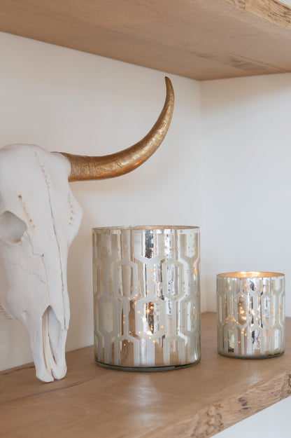 Theelichthouder Glas Zilver Extra Klein Assortiment Van 2