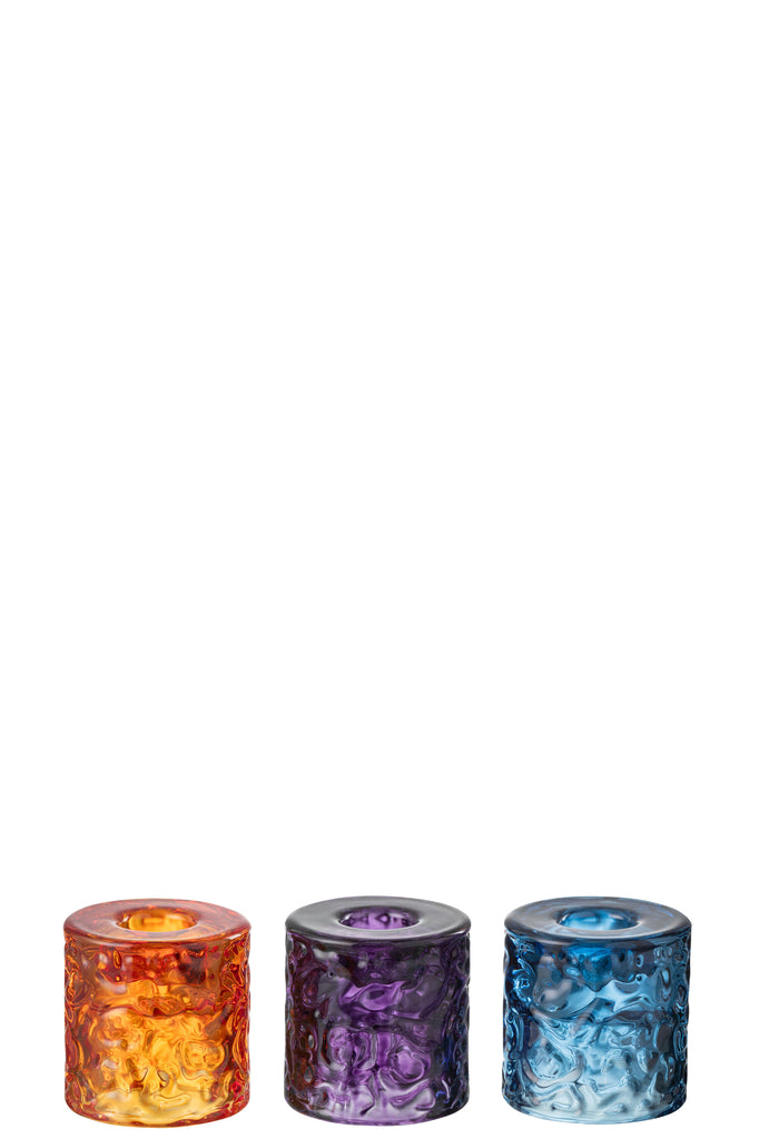 Theelichthouder Hamerglas Mix Assortiment Van 3
