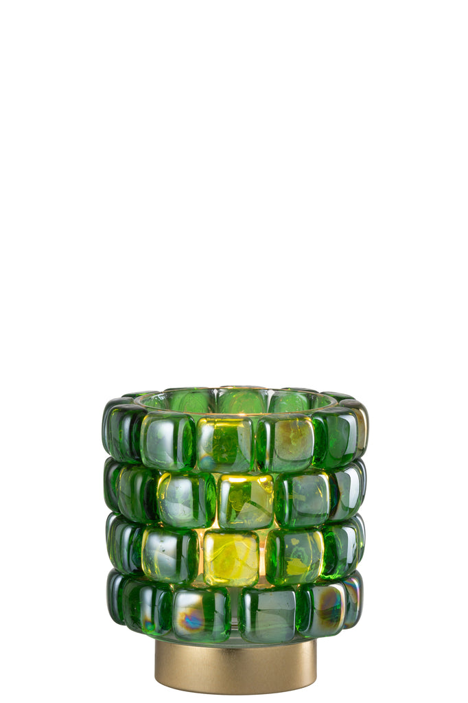 Theelichthouder Vierkant Mozaïek Glas Groen Klein