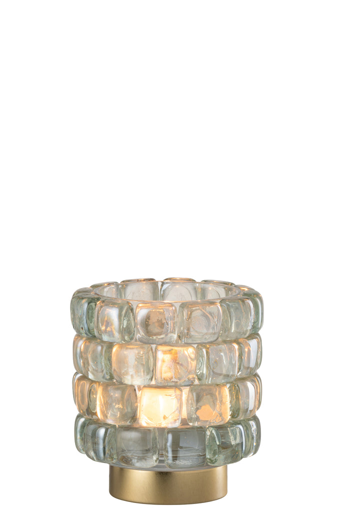 Theelichthouder Vierkant Mozaïek Glas Transparant Klein