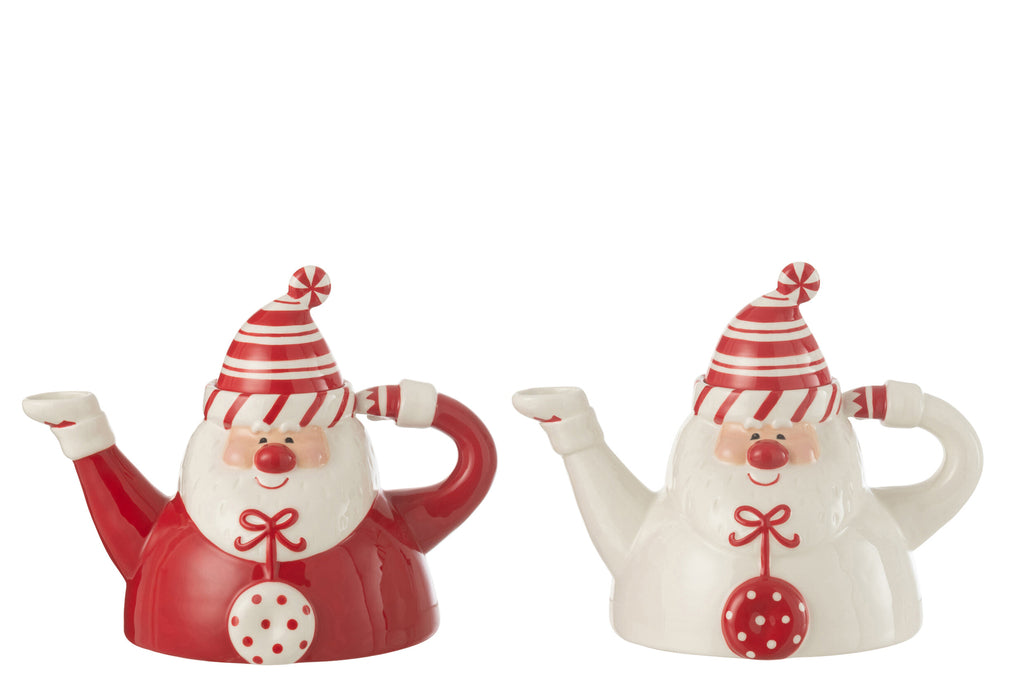 Theepot Kerstman Dolomiet Rood/Wit Assortiment Van 2