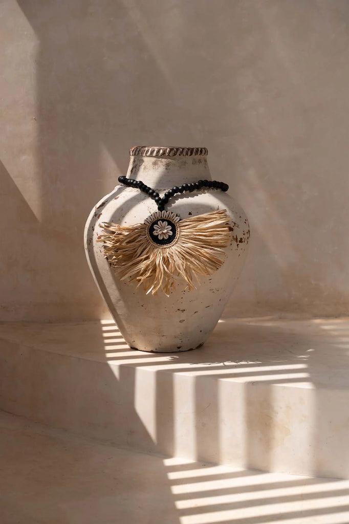 De Raffia Mahkota Tassel - Natural Black