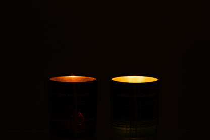 Theelichthouder Geruit Glas Rood/Groen Groot Assortiment Van 2