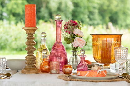Theelichthouder Bladeren Ronde Glas Mix Assortiment Van 3