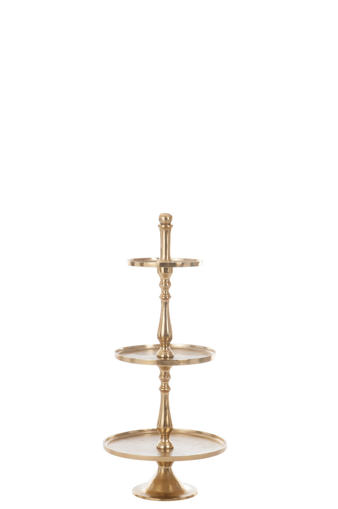 Taartplateu 3 niveaus rond aluminium goud