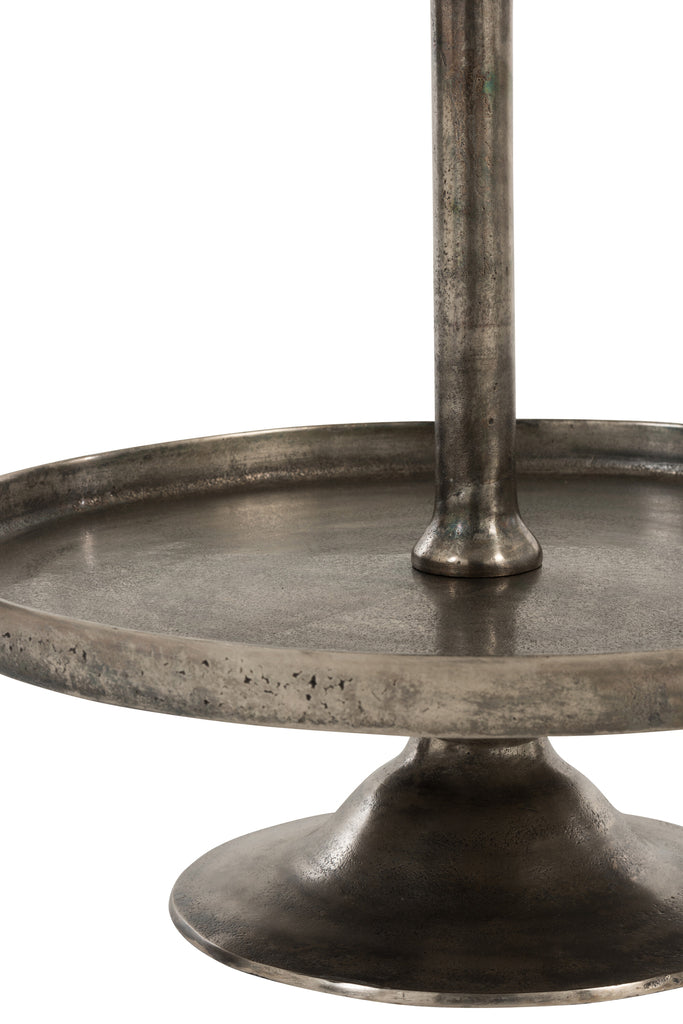 Plank Op Voet 3 Niveaus Rond Aluminium Antiek Grijs