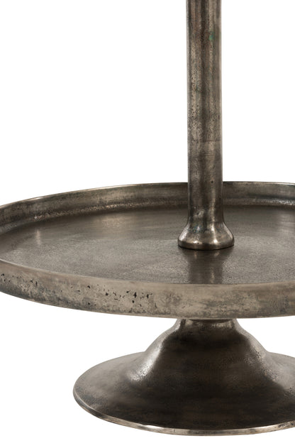 Plank Op Voet 3 Niveaus Rond Aluminium Antiek Grijs