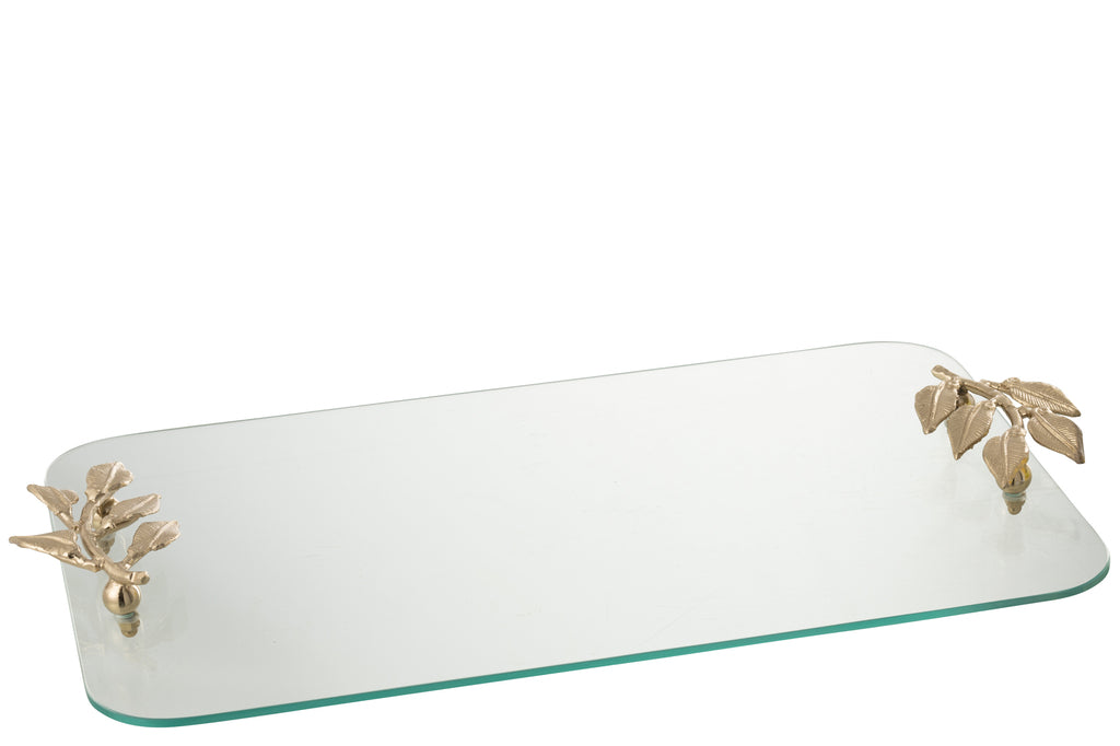 Plank Blad Glas/IJzer Transparant/Goud