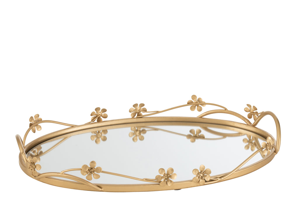 Lade Spiegel Ovaal Bloemen Goud Groot