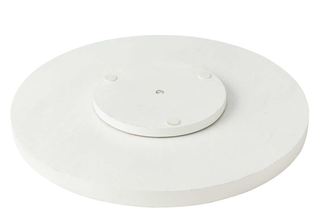 Tray Turning Round Floral Pattern Mango Wood Black/White