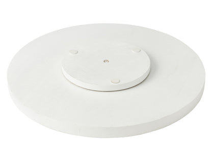 Tray Turning Round Floral Pattern Mango Wood Black/White