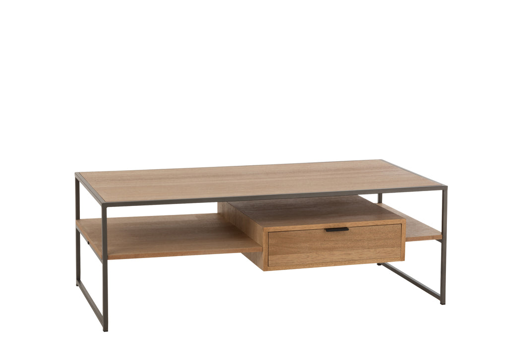 Tv-tafel 1 lade hout/metaal natuurlijk