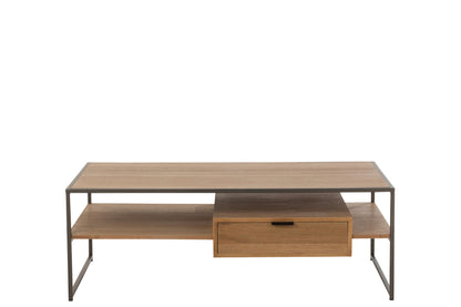 Tv-tafel 1 lade hout/metaal natuurlijk